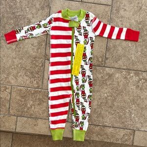 Hanna Andersson Grinch Red and White Striped Footies
